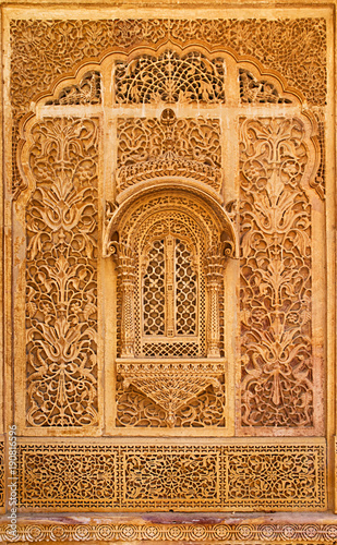 Carved window in Mandir Palace, Jaisalmer, Rajasthan, India