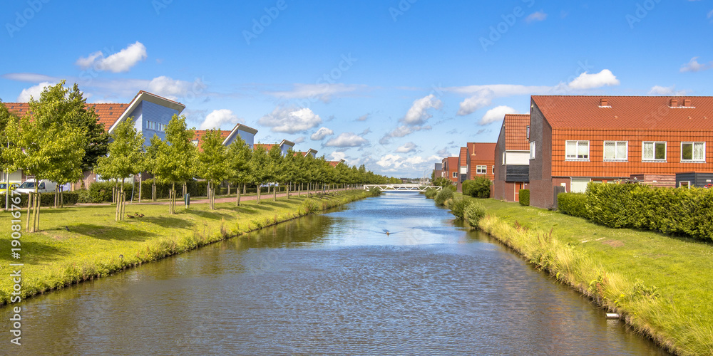 River in modern suburb neigborhood