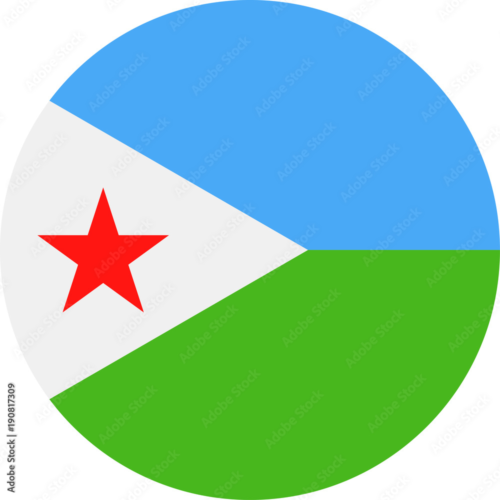 Djibouti Flag Vector Round Flat Icon Djibouti Flag Vector Round Flat Icon