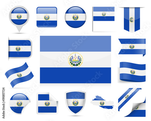 El salvador Flag Vector Set
