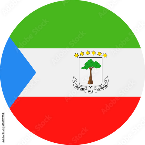 Equatorial Guinea Flag Vector Round Flat Icon
