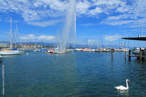 Lac et jet d'eau de Genève, Suisse