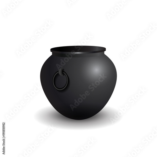 Witches cauldron with potion isolated on white background