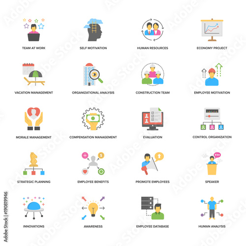 Project Management Flat Design Vector Icons Set 
