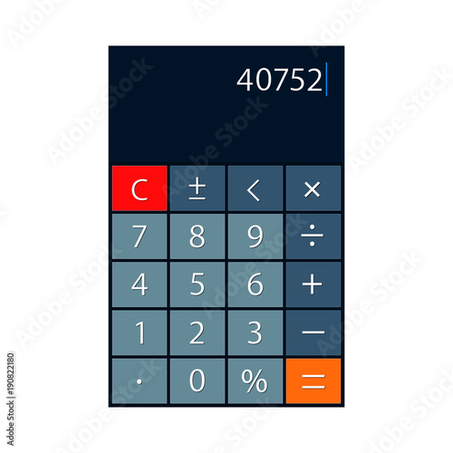 Smartphone calculator app vector isolated realistic illustration