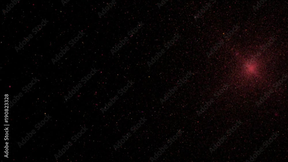 Red cosmic radiation. The movement of millions of particles. Abstract CG animation.
