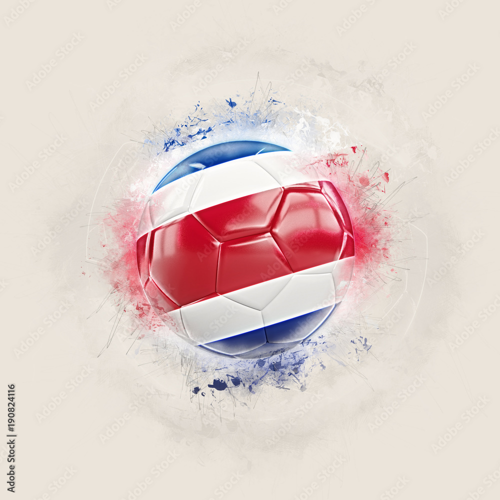 Naklejka premium Grunge football with flag of costa rica