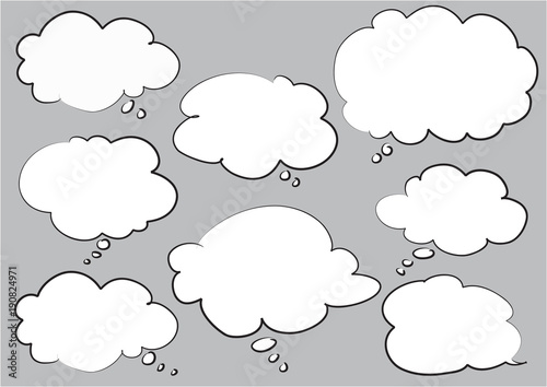 blank cloud and speech bubble
