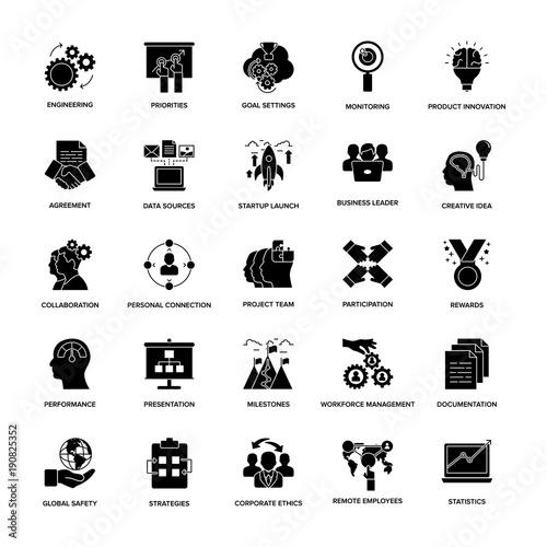 Project Management Glyph Icon Set

