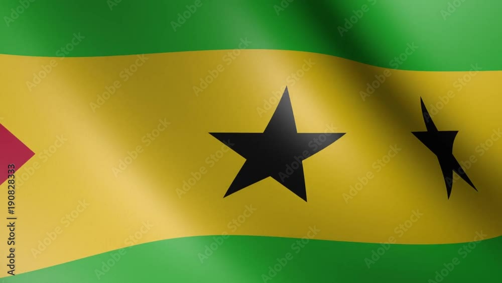Flag of Sao Tomé and Príncipe with fabric texture, seamless loop Flag of Sao Tomé and Príncipe with fabric texture, seamless loop