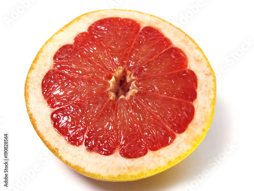 Macro photo of grapefruit citrus fruit isolated on white background