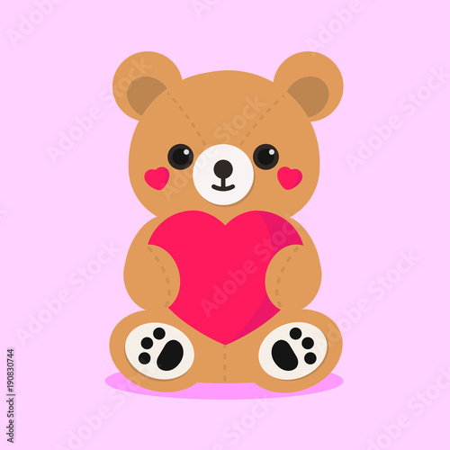 Cute Stuffed Teddy Bear Holding a Heart  Valentine s Day 