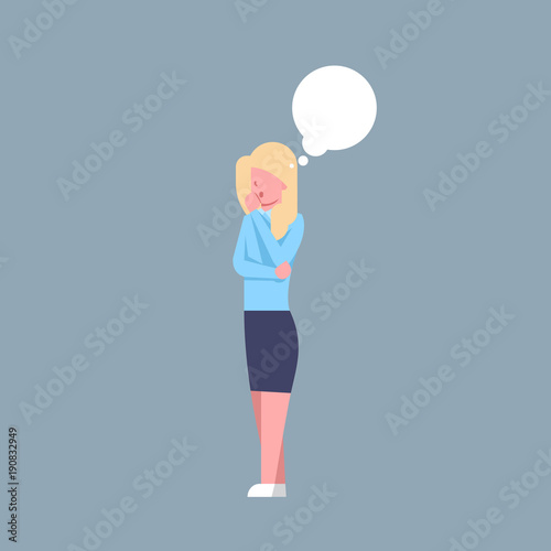 Business Woman Thinking Female Office Worker Ponder Businesswoman Corporate Isolated Flat Vector Illustration