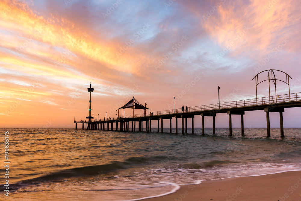 A vibrant sunset at Brighton Jetty in Brighton, Adelaide, South Australia, Australia on 1st February 2018