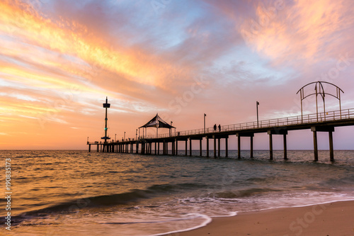 Obraz na płótnie A vibrant sunset at Brighton Jetty in Brighton, Adelaide, South Australia, Australia on 1st February 2018 w salonie