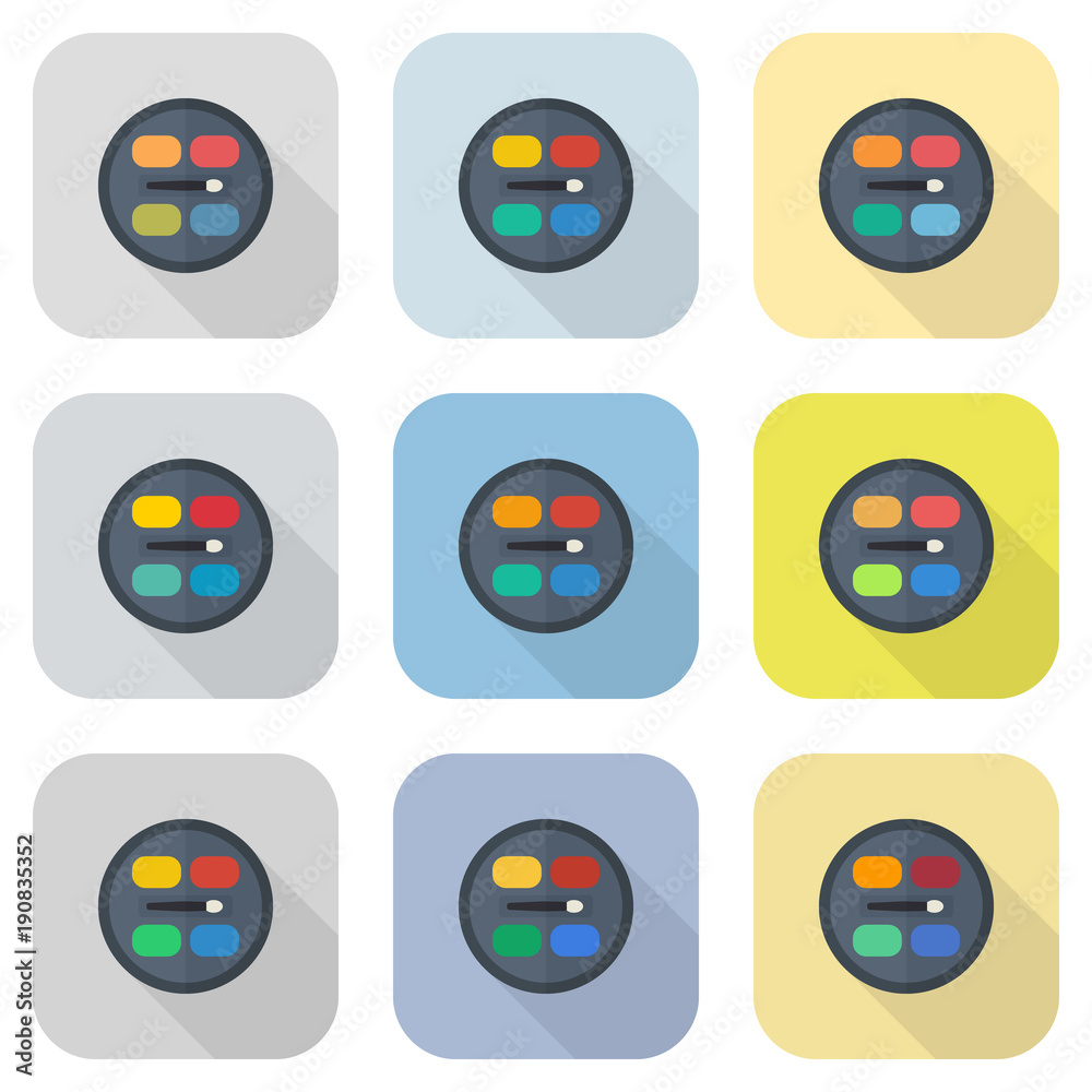 Circular eyeshadow palettes vector flat icon set Circular eyeshadow palettes vector flat icon set
