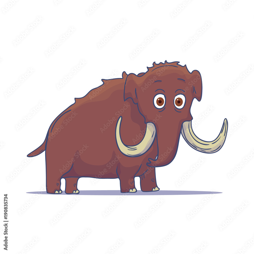 Obraz premium Cartoon Mammoth isolated on white background. Vector