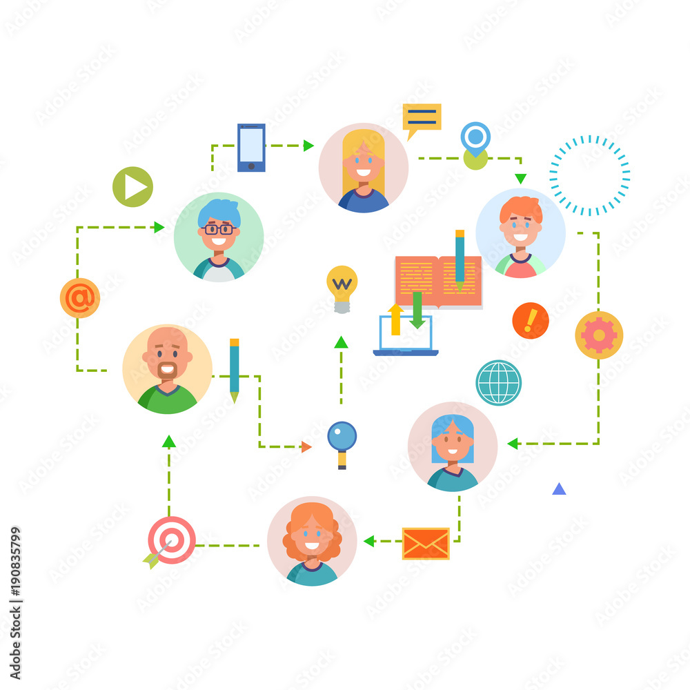 Flat design banner for workflow web page, business process, project management, teamwork, organization. Vector Flat design banner for workflow web page, business process, project management, teamwork, organization. Vector