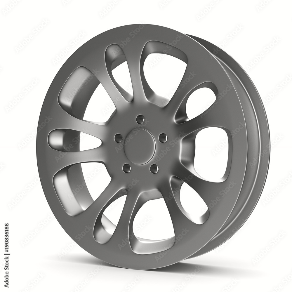 wheel rim on white background. Isolated 3D illustration