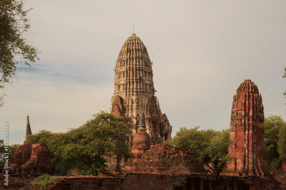 Ancient remains of Wat Ratchaburana temple in the Ayutthaya Historical Park, Ayutthaya, Thailand.