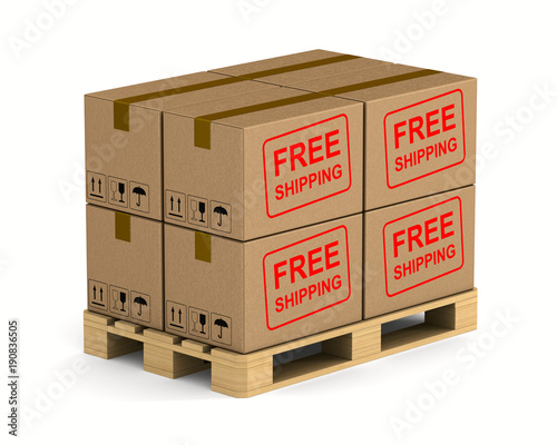 wooden pallet with cargo bo...