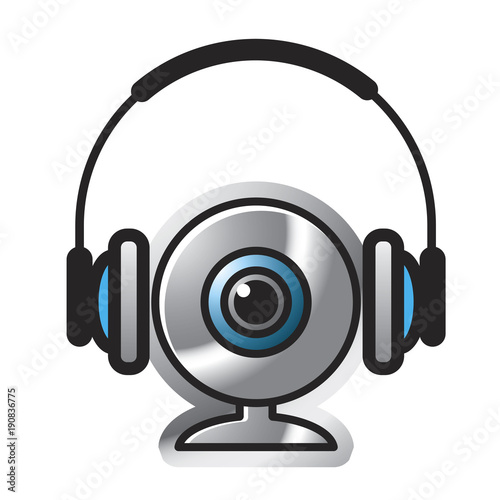 isolated webcam and headset vector icon