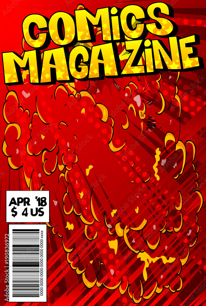 Editable comic book cover with abstract explosion background. Stock ...