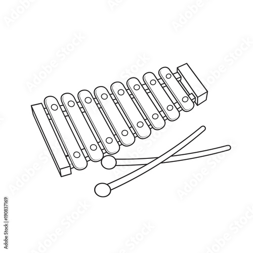 black outline xylophone with sticks vector cartoon Stock Vector | Adobe  Stock