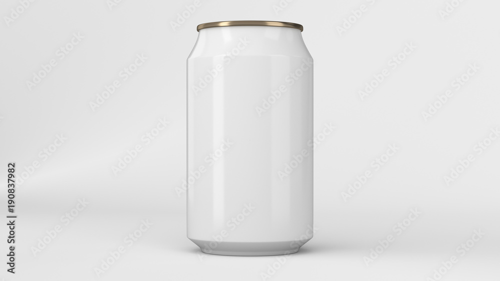 Blank small white and gold aluminium soda can mockup on white background Blank small white and gold aluminium soda can mockup on white background
