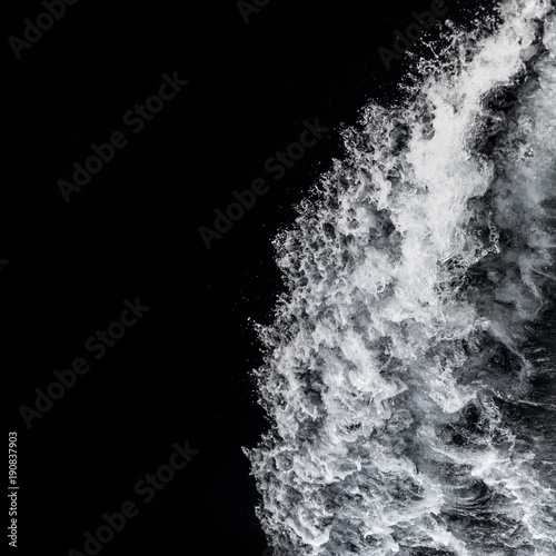 Beautiful sea wave, photographed from aboard of a sailing yacht. Top view. Bw.