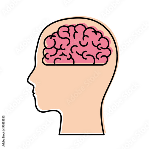  human head face brain science mind intelligence vector illustration
