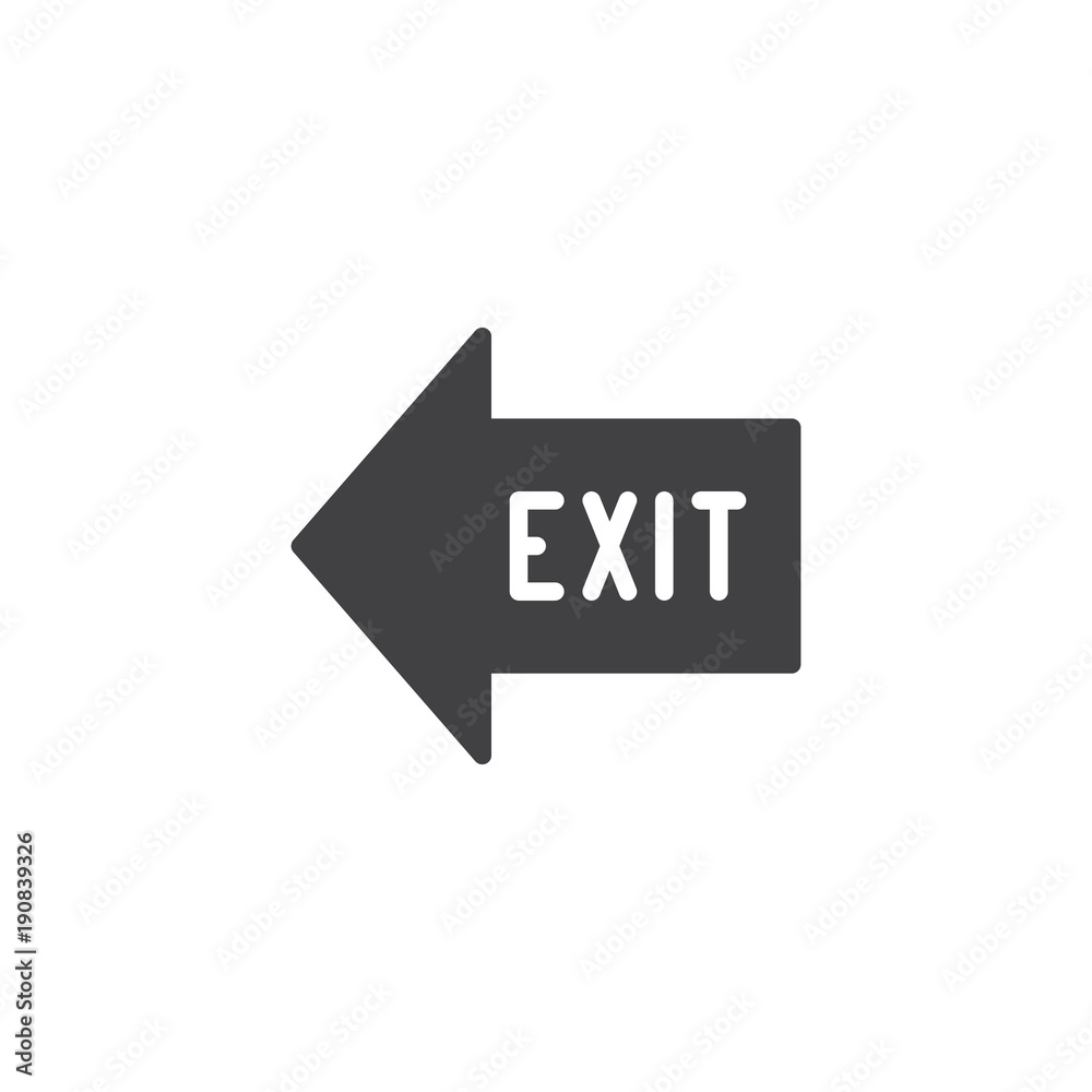 Exit arrow icon vector, filled flat sign, solid pictogram isolated on ...