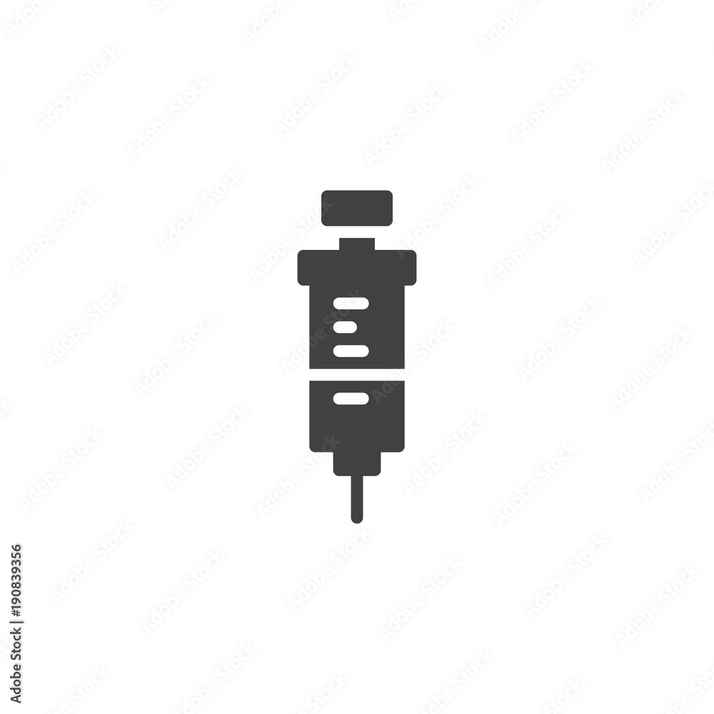 Syringe icon vector, filled flat sign, solid pictogram isolated on white. Medical injection symbol, logo illustration. Syringe icon vector, filled flat sign, solid pictogram isolated on white. Medical injection symbol, logo illustration.