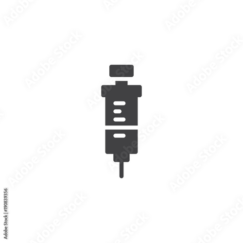 Syringe icon vector, filled flat sign, solid pictogram isolated on white. Medical injection symbol, logo illustration.