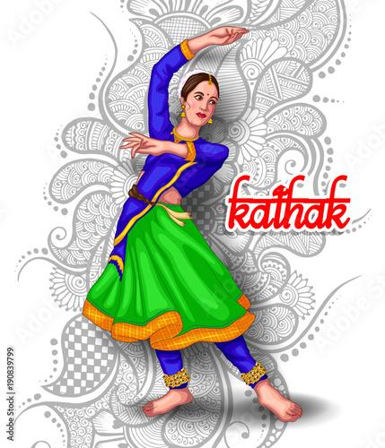  illustration of Indian kathak dance form photo