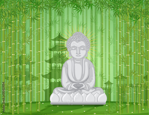 Buddha statue in bamboo forest