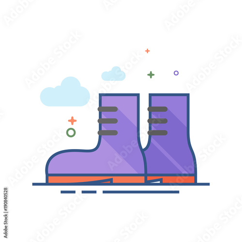 Boot icon in outlined flat color style. Vector illustration.