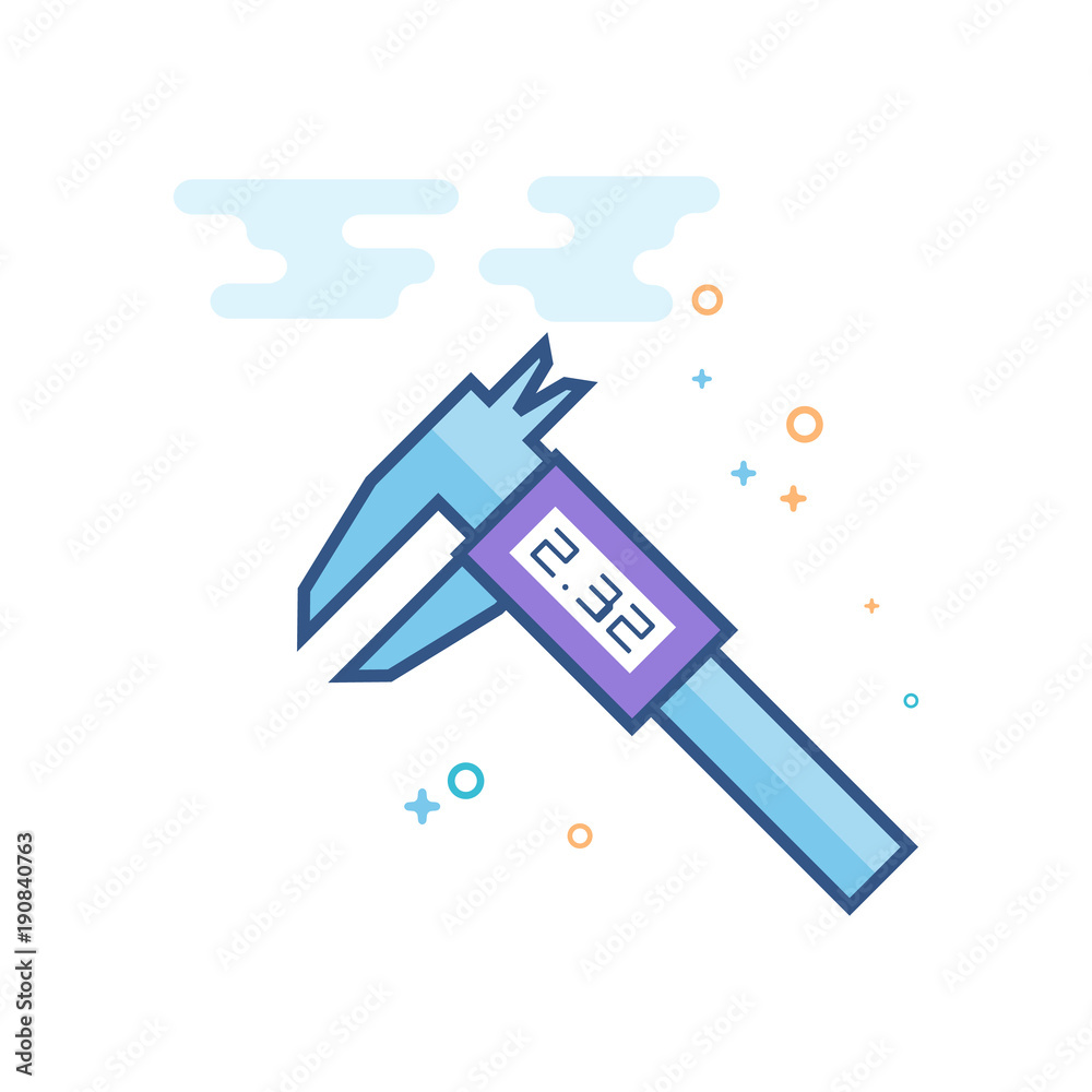 Obraz premium Dial caliper icon in outlined flat color style. Vector illustration.