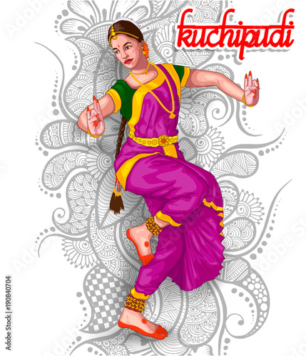 illustration of Indian Kuchipudi dance form