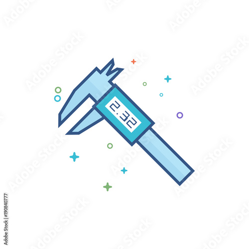 Digital caliper icon in outlined flat color style. Vector illustration.