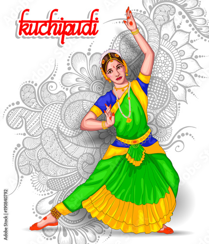illustration of Indian Kuchipudi dance form