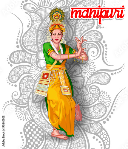 illustration of Indian Manipuri dance form