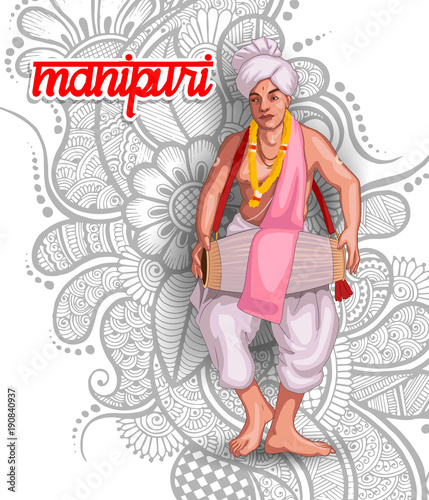 illustration of Indian Manipuri dance form photo