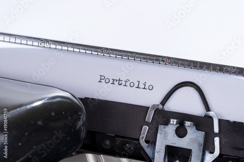 Word Portfolio written on an old retro typewriter