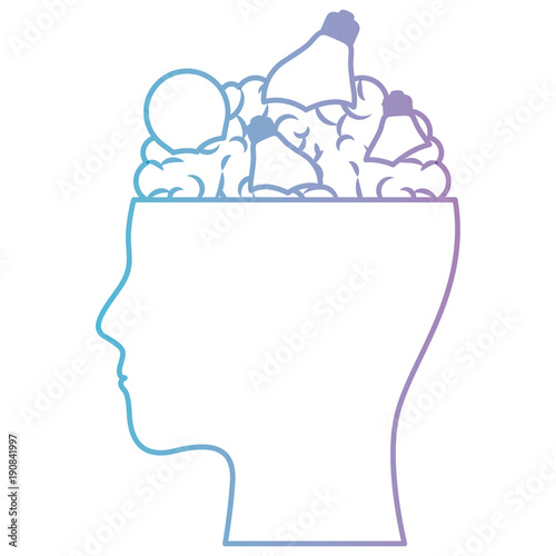  human head face brain science mind intelligence vector illustration