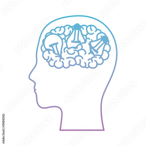  human head face brain science mind intelligence vector illustration