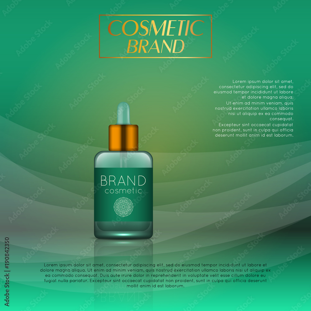 Vector 3D cosmetic illustration on a soft light waves background . Beauty realistic cosmetic product design template. Vector 3D cosmetic illustration on a soft light waves background . Beauty realistic cosmetic product design template.