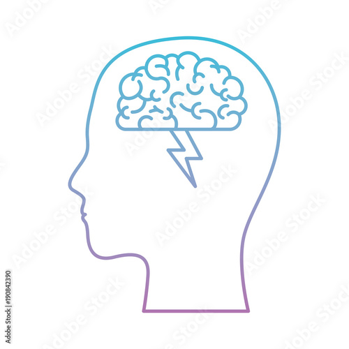  human head face brain science mind intelligence vector illustration