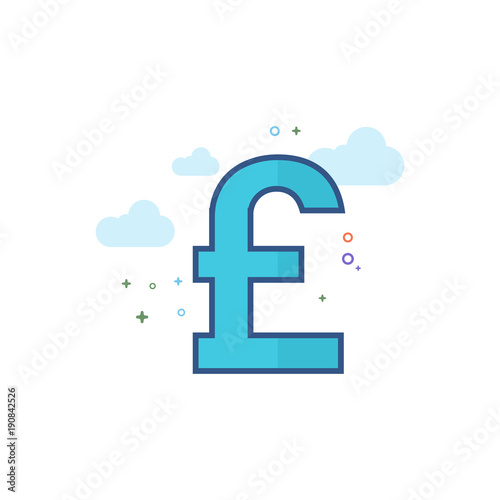 Pound sterling symbol icon in outlined flat color style. Vector illustration.