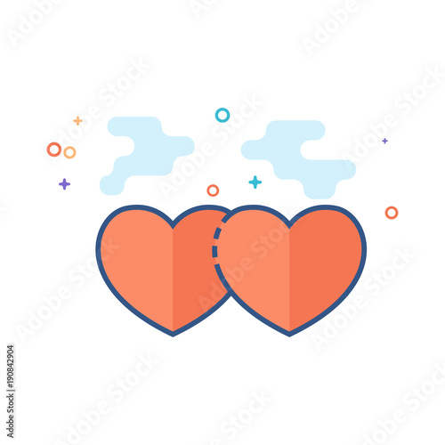 Heart shape icon in outlined flat color style. Vector illustration.